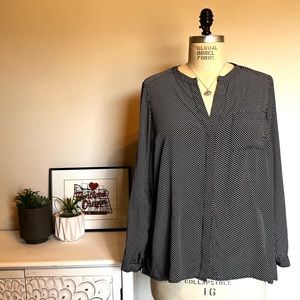 Star Print Plus Size Long Sleeve Button Up Women’s Blouse Sz 1X